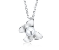 Pearly Butterfly Silver Necklace SPE-3315